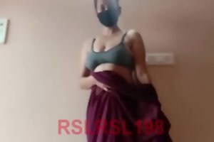 Sexy Mom Rasili From India Striped saree at home