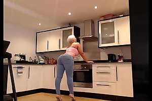 Mature curvy blonde big affectation tits and botheration jeans show