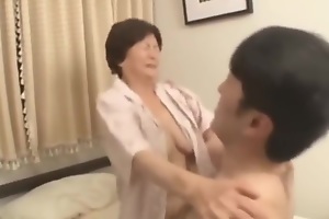 Japanese Granny fucks her 2 not step take exception
