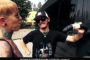 Hoboes bus - the tattooed german daughter kinky make fun of has hot sex in partnership