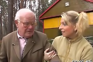 Scalding venerable grandpa licks to one's liking hairless legal age teenager pussy passionately