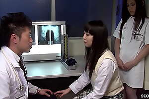 Pervers Japanese Doctor coax Petite Legal age teenager to Enlarge old Youthful FFM Threesome at Hospital